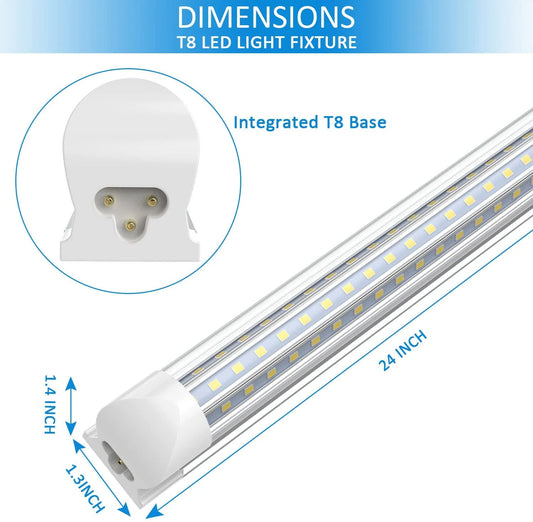 2-Pack D Shape 24W T8 2ft LED Cabinet / Shop Light