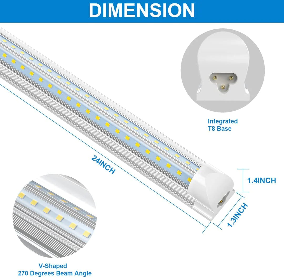 2-Pack V Shape 20W T8 2ft LED Cabinet / Shop Light