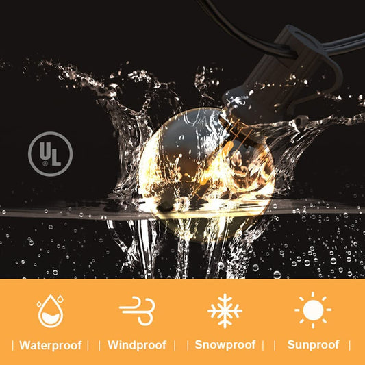 40FT Outdoor Waterproof G40 Globe Edison LED String Lights Warm White