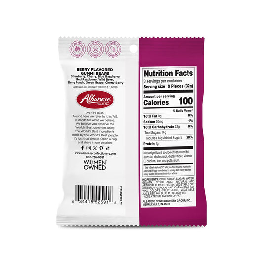 Berry Flavored Gummi Bears, 3.5oz Bag