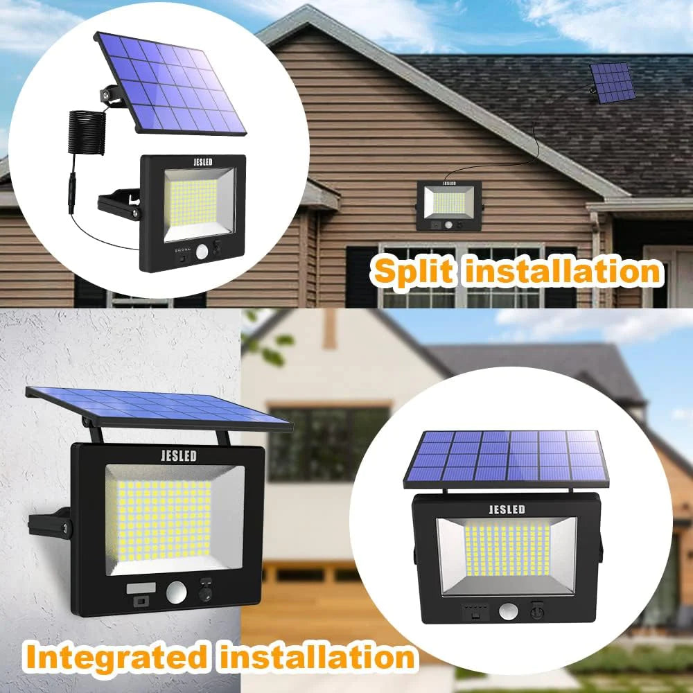 JESLED 120 LEDs Super Bright Outdoor Solar Security Light W/ Motion Sensor