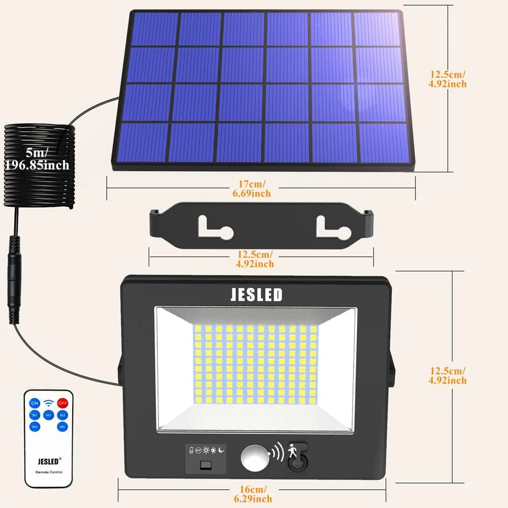 JESLED 120 LEDs Super Bright Outdoor Solar Security Light W/ Motion Sensor