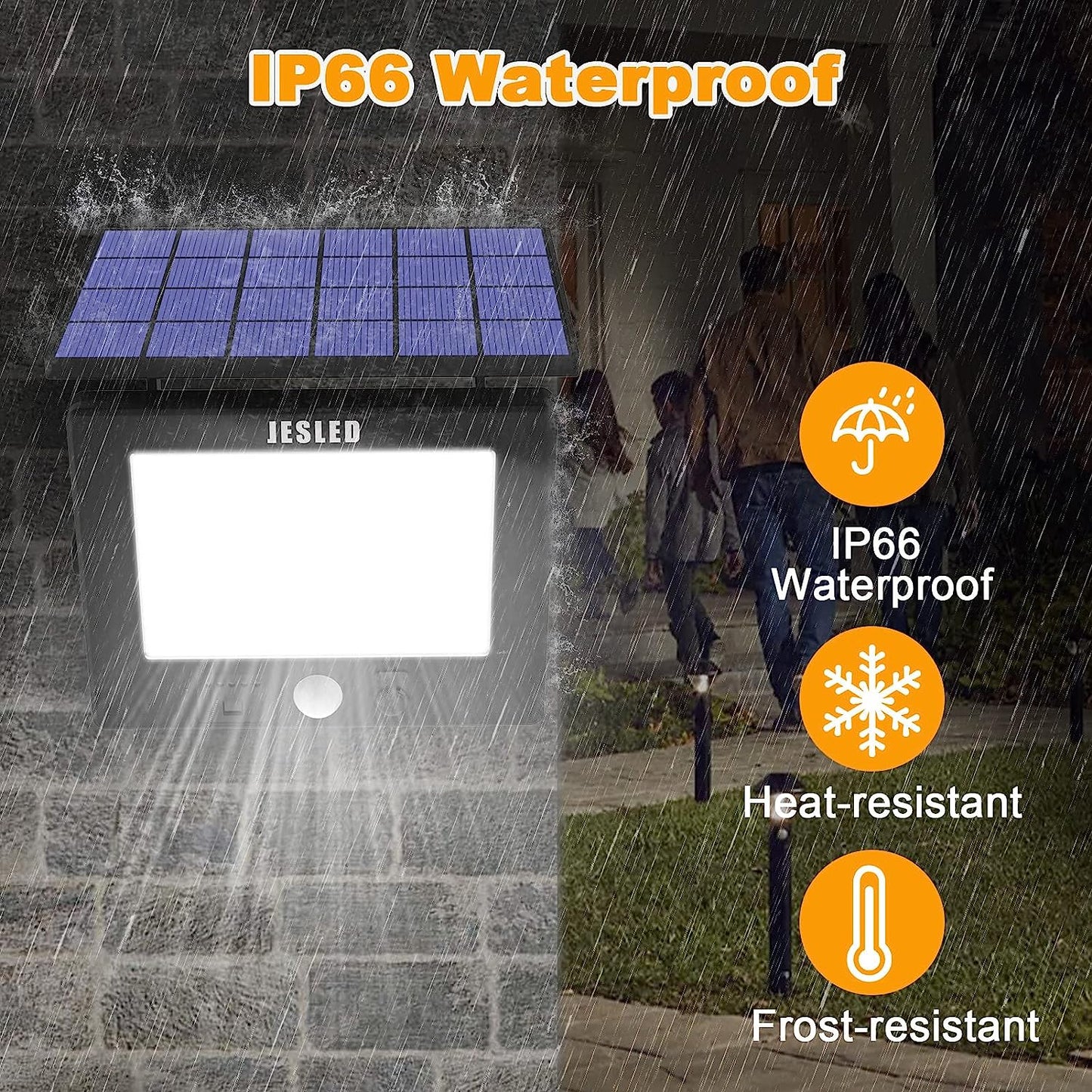 JESLED 120 LEDs Super Bright Outdoor Solar Security Light W/ Motion Sensor