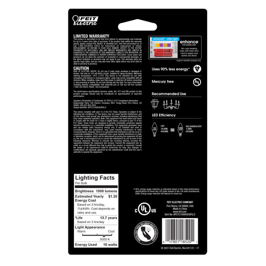 100W Replacement Blunt Tip Daylight Filament LED Bulb (2-Pack)