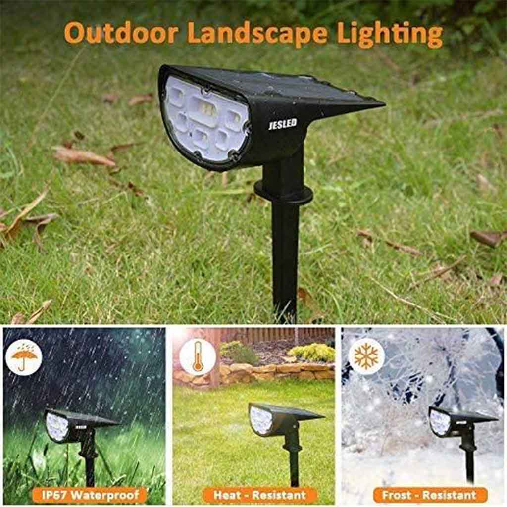 JESLED 14 LED Outdoor Solar Spot Lights Bright White 6500K