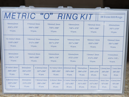 Metric O-Ring Kit 36 Sizes 500 Rings - NBR