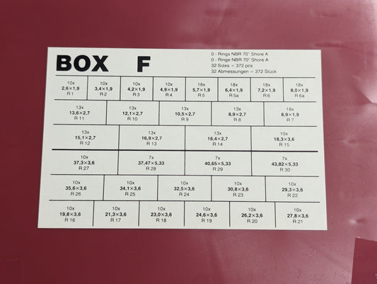O-Ring Box F Kit NBR - 32 sizes 372 pieces