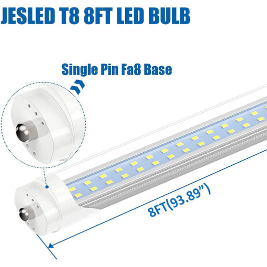 JESLED Dual Row 50W 8FT Single Pin Tube LED Bulbs
