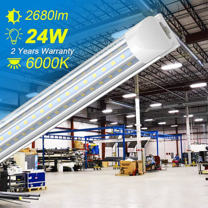 2-Pack D Shape 24W T8 2ft LED Cabinet / Shop Light