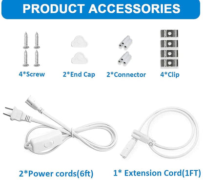 2-Pack D Shape 24W T8 2ft LED Cabinet / Shop Light