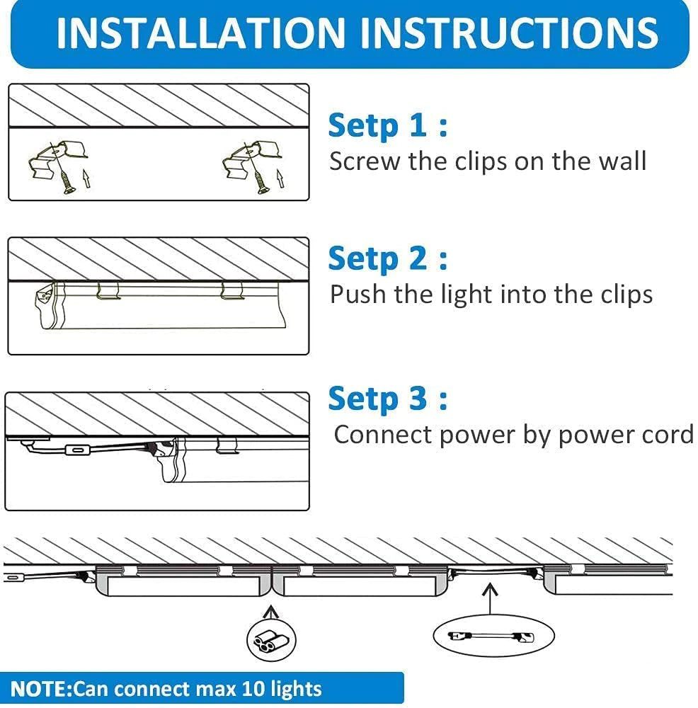 2-Pack D Shape 24W T8 2ft LED Cabinet / Shop Light