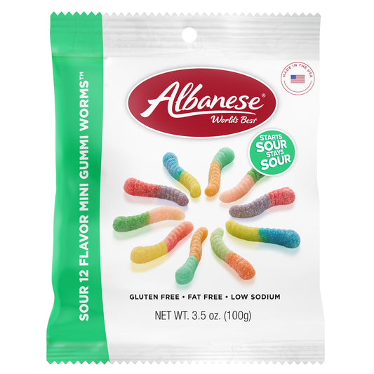 Sour 12 Flavor Mini Gummi Worms™ 3.5oz Bags