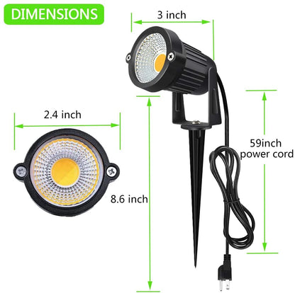 5W 120V Plug in LED Outdoor Landscape Spotlight Warm White 2700K