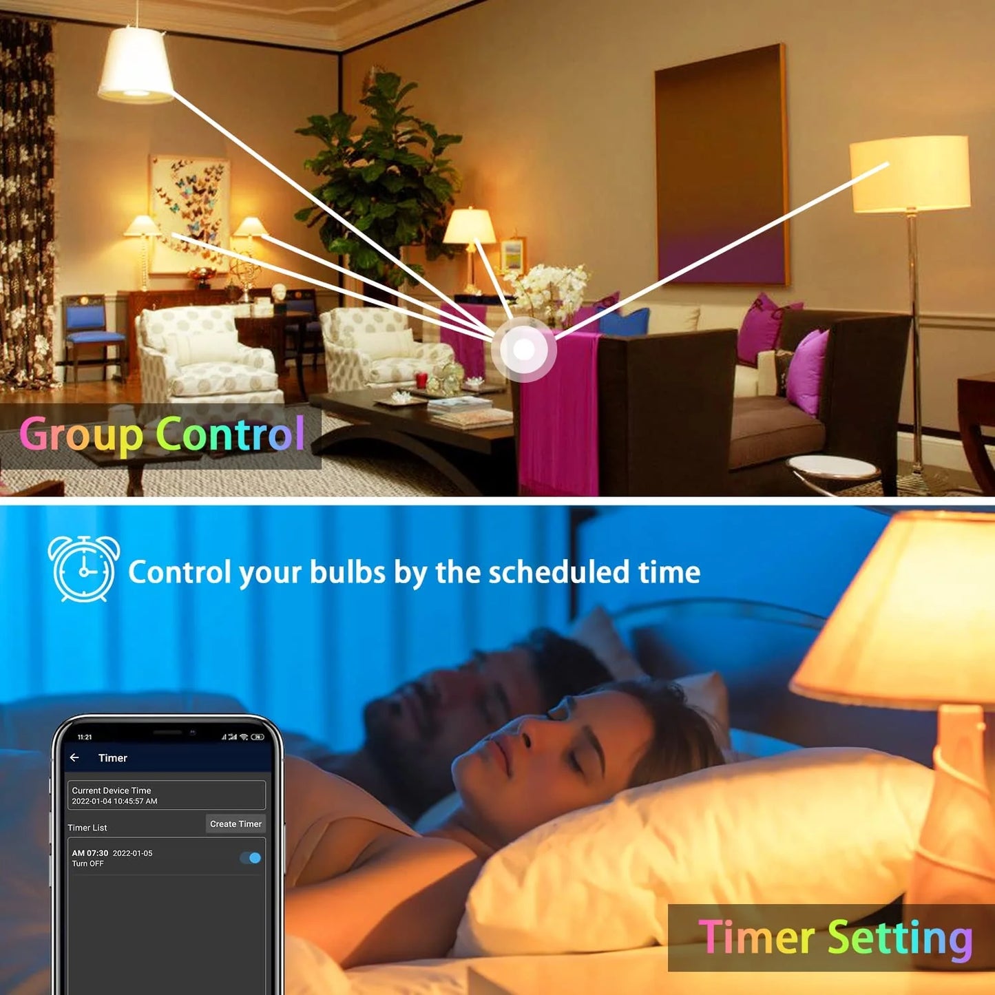 JESLED 10W Alexa LED Light Bulbs, Smart App Control A19 A60 RGBW LED Bulb