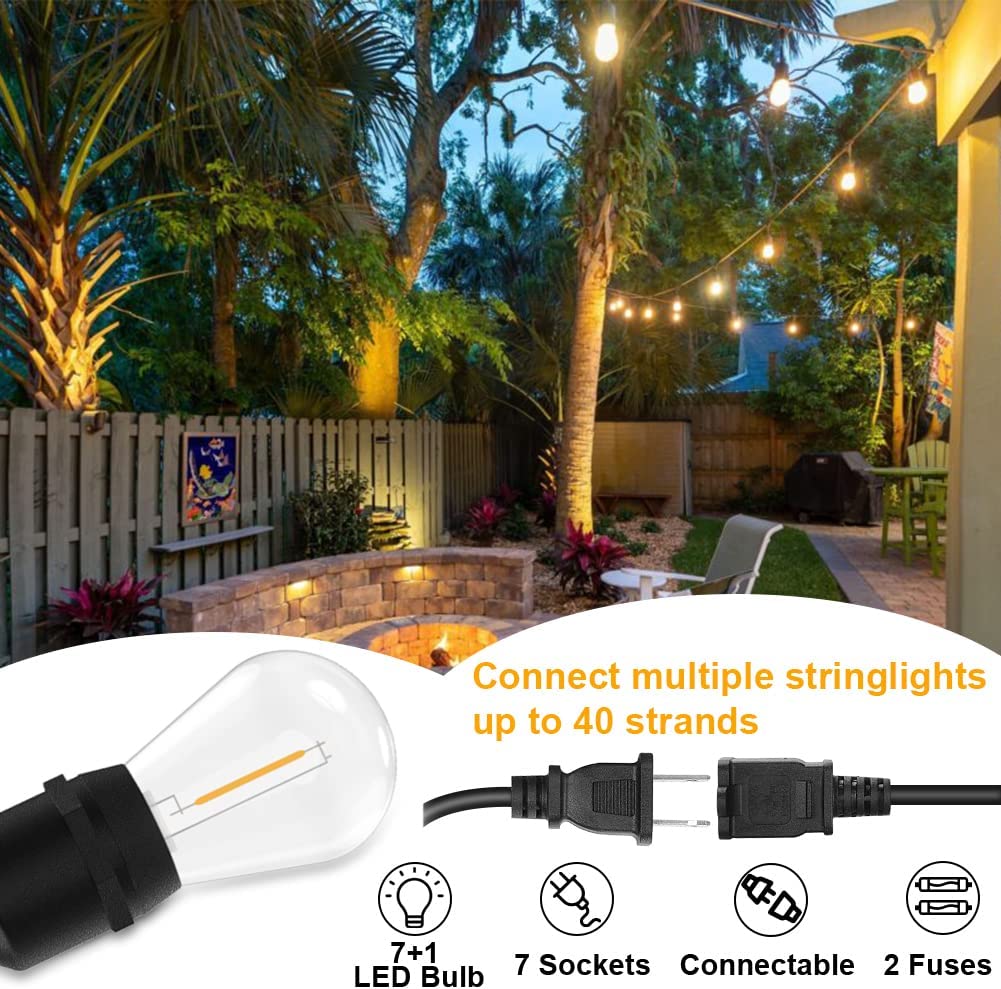 Outdoor Waterproof S14 Edison LED String Lights 2700K Warm White, ETL Listed