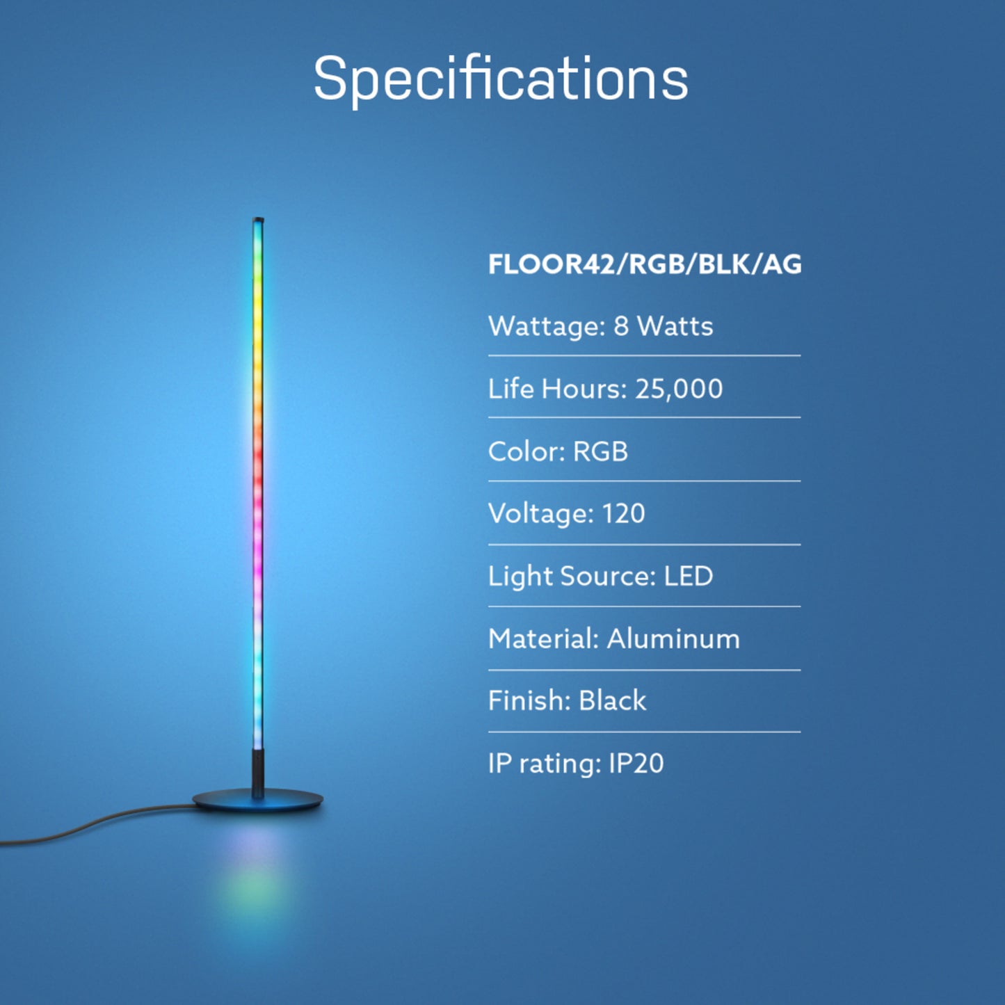 42 in. RGB Smart Wi-Fi LED Floor Lamp with Music Sync Alexa Google